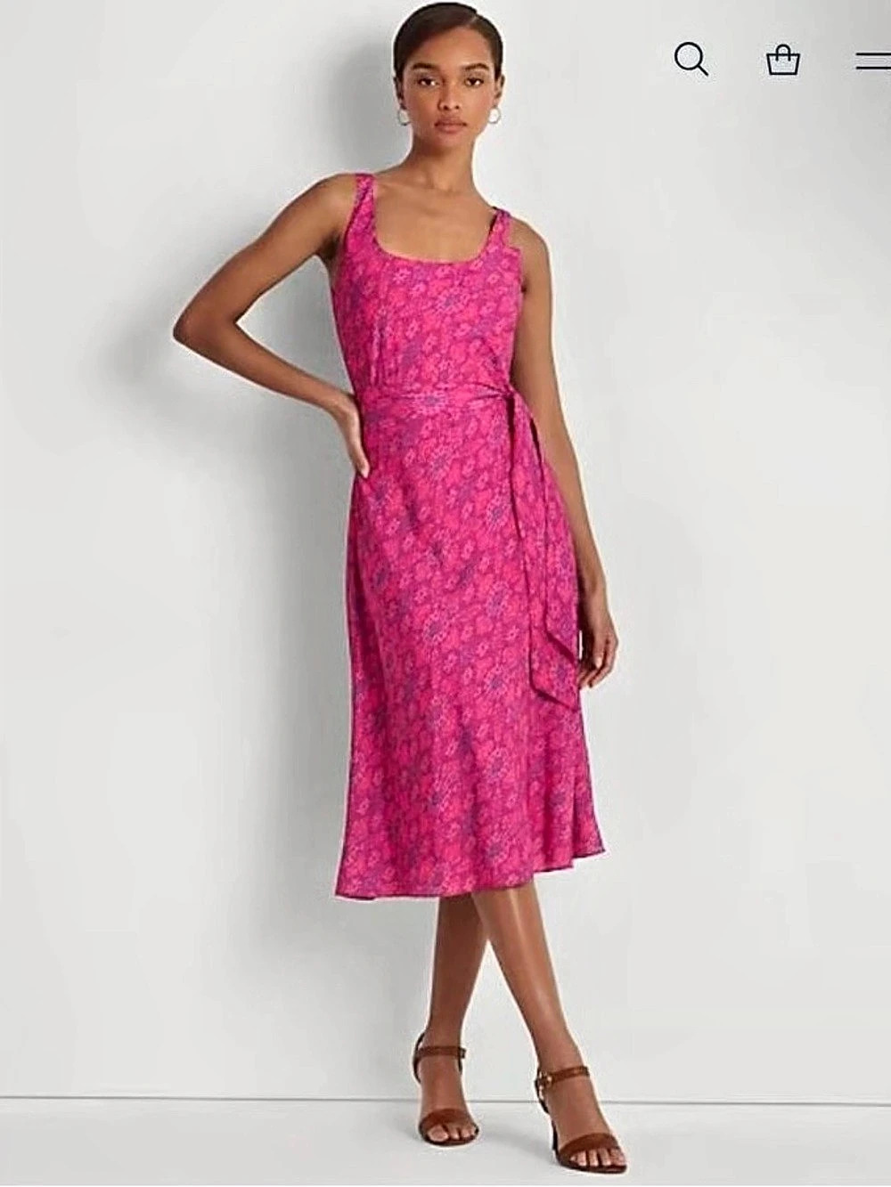Lauren Ralph Lauren Printed Slip Style Dress Pink & Purple Size 16